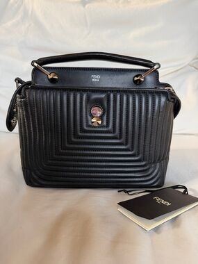 Fendi Black Quilted Leather Satchel with Gold-Tone Accents